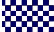 Mørkeblå/hvid ternet flag, Polyester 90x150cm